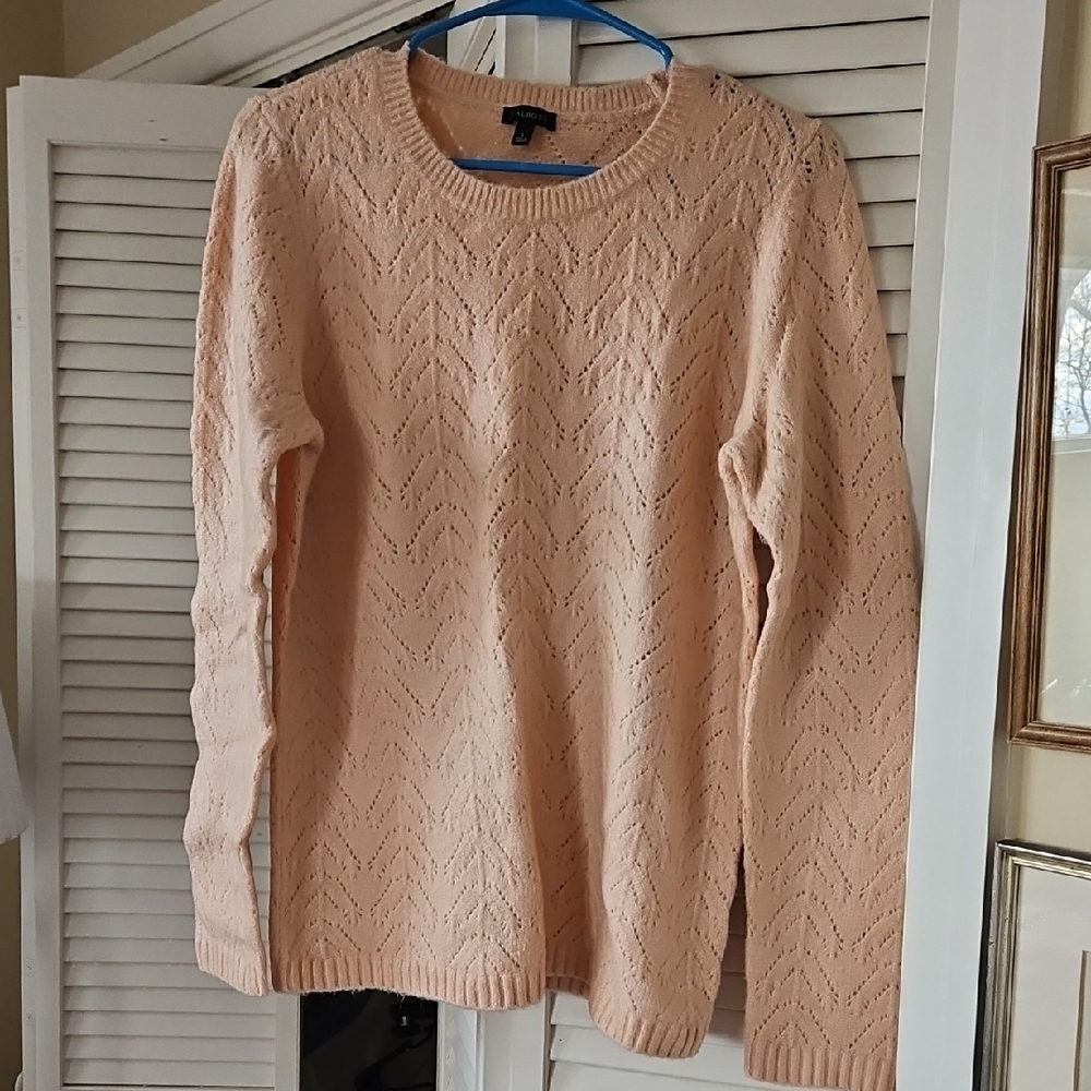 Soft peach open weave sweater